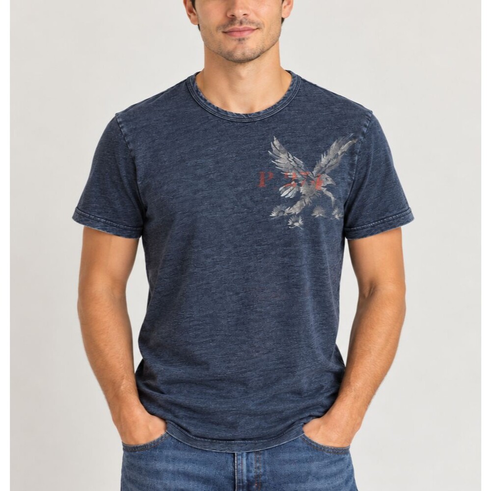 Vintage Y2K Polo Ralph Lauren Men’s Eagle Anchor Graphic T-Shirt Navy Small